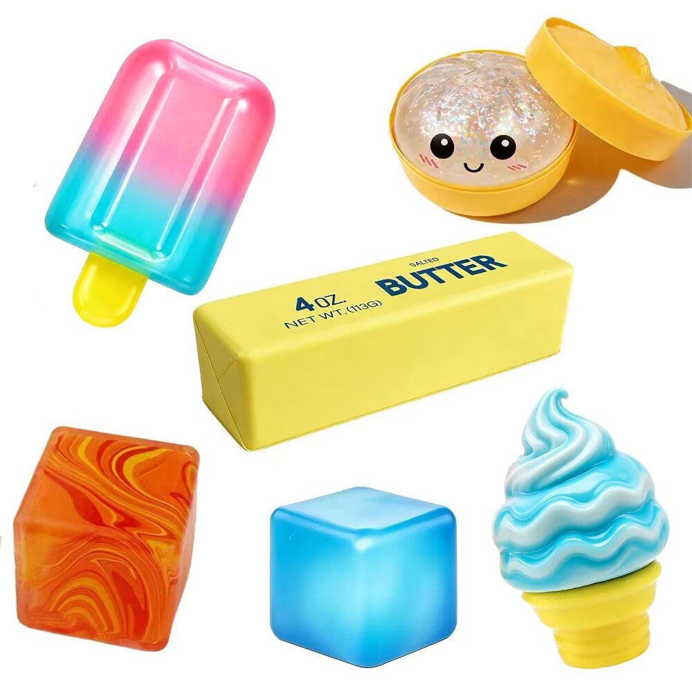 Slow Rising Squishy Toy Set, Sensory Stress-Relief Soft Silicone Toys, Soft and